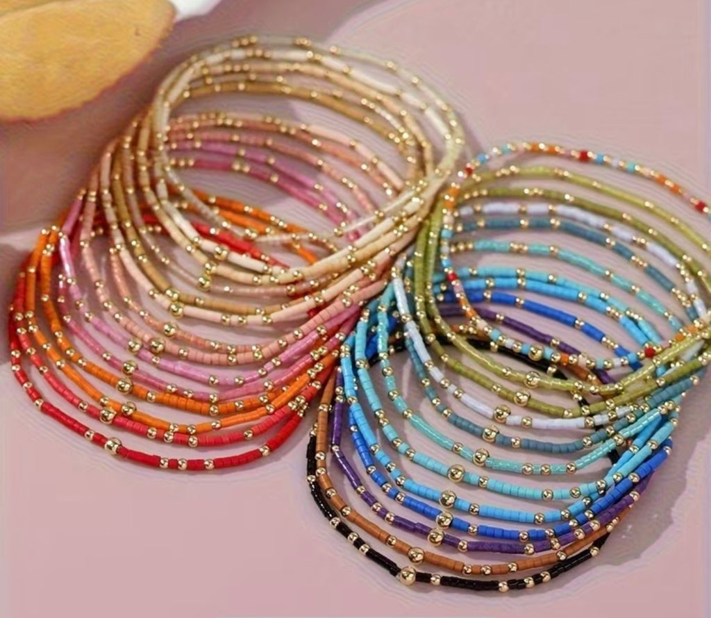 Seed Bead Bracelet | Boho Stretch Bracelet | Stackable Bracelet | Jewelry Gift for Her