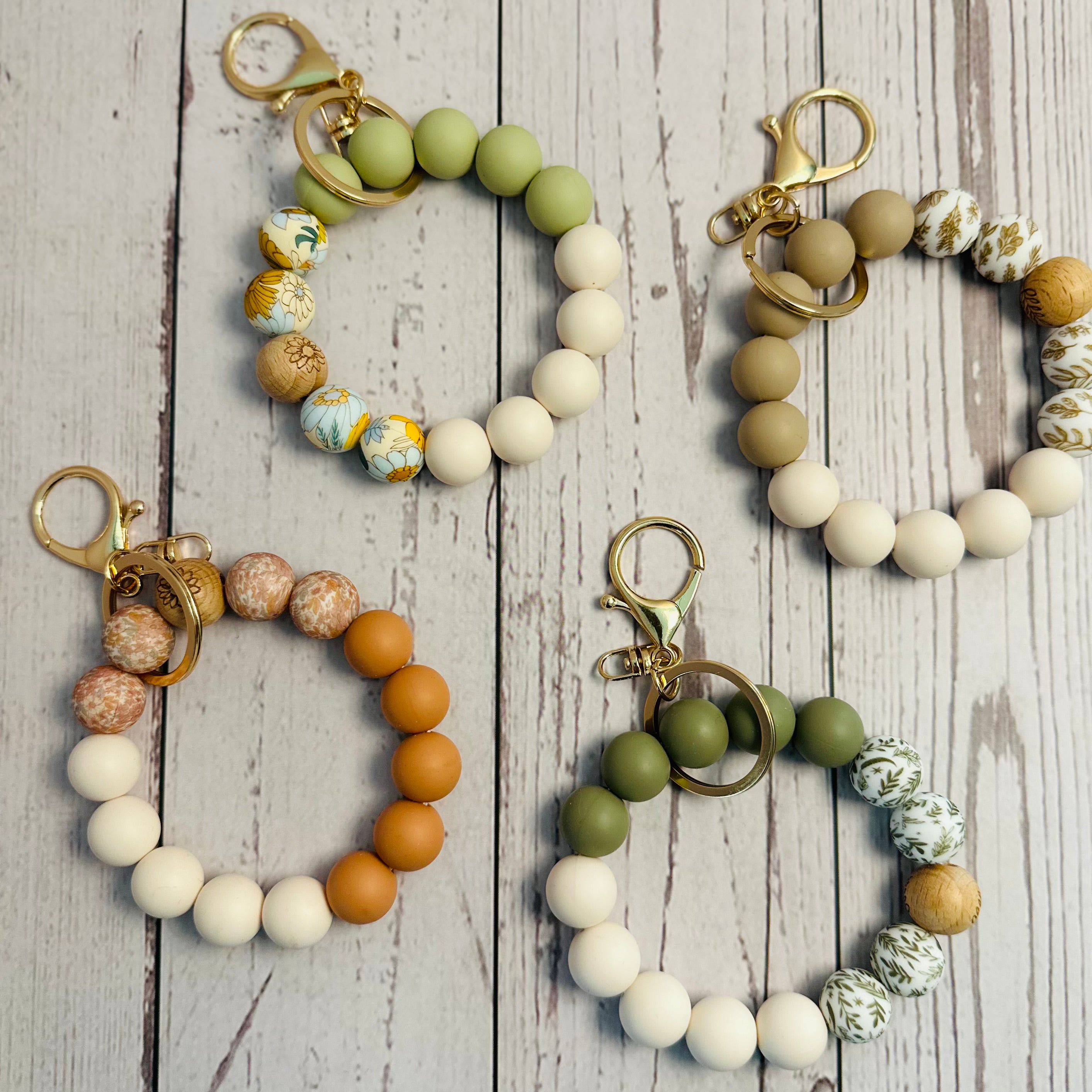 Silicone Beaded Wristlet Keychain