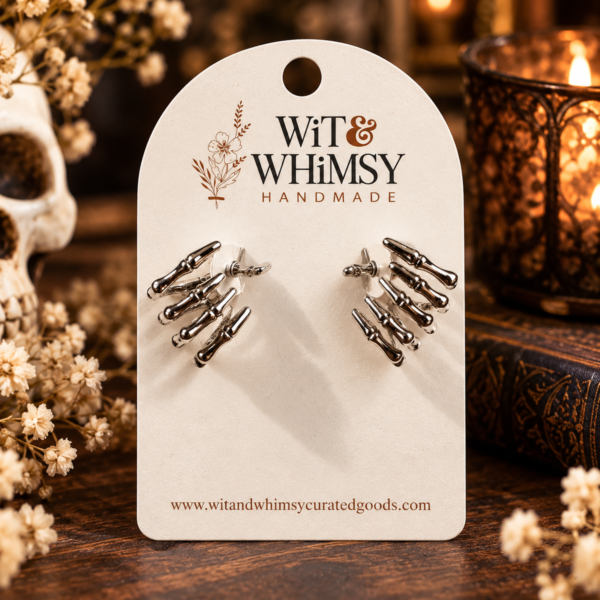 Skeleton Hand Bone Earrings | Punk Gothic Dark Unisex Earrings