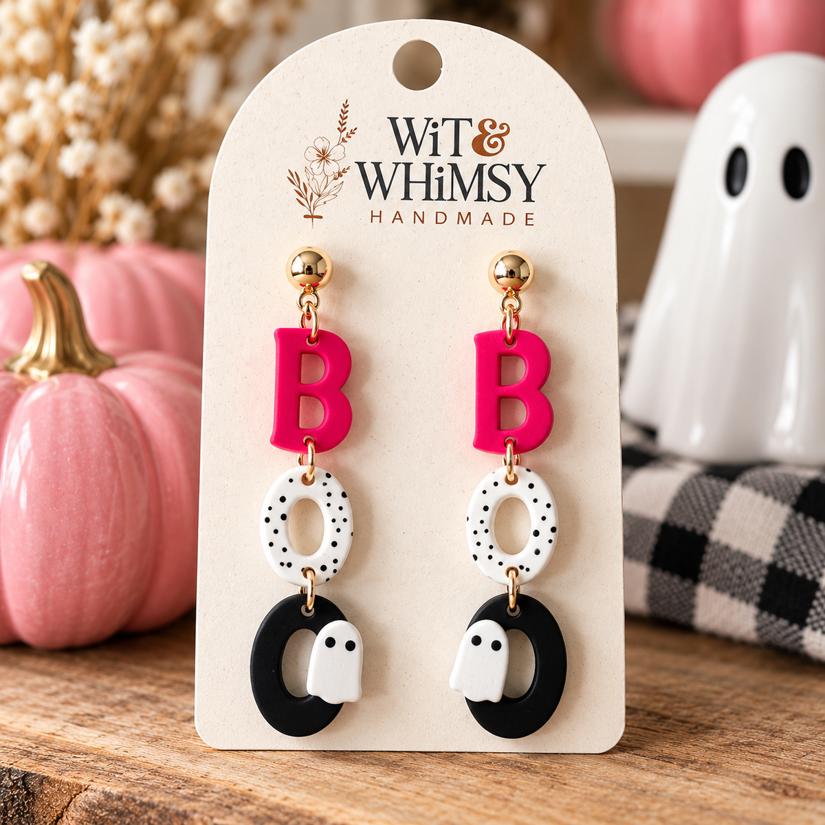 Handmade Ghost “Boo” Dangle Earrings