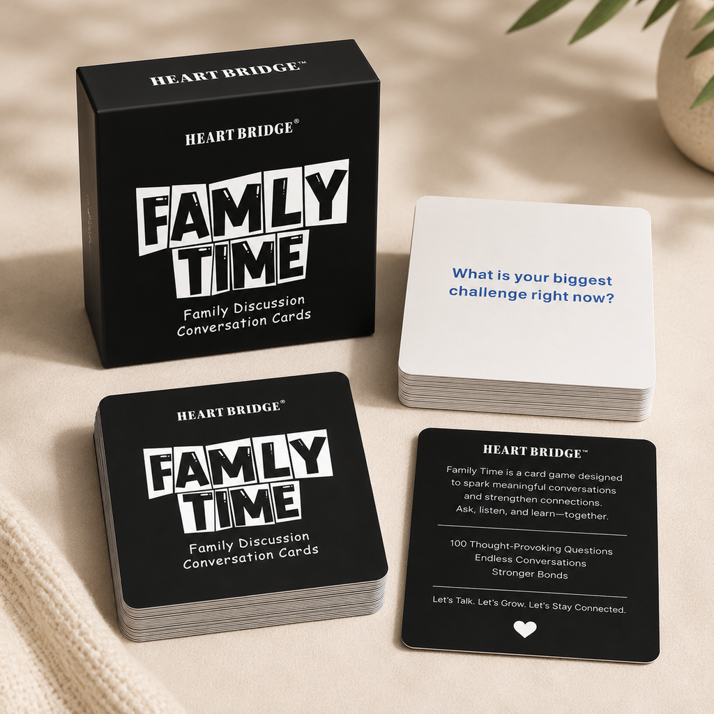 HeartBridge Family Conversation Cards | Meaningful Family Game | Conversation Starter Card Deck | Family Game Night | Gift for Parents