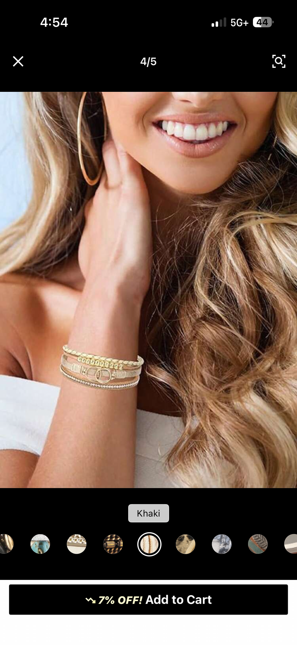 Women's Bohemian Style Bracelet, PU Leather Double Ring Steel Bead & Rhinestone Stack Design - Gold Leopard Crisscross