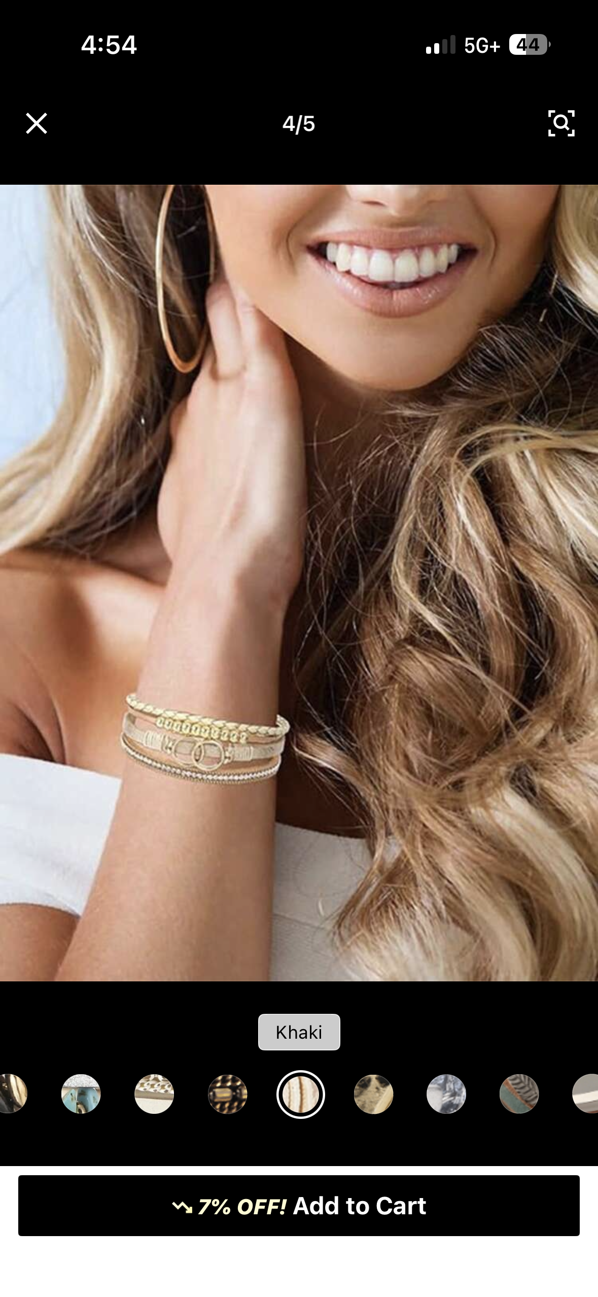 Women's Bohemian Style Bracelet, PU Leather Double Ring Steel Bead & Rhinestone Stack Design - Gold Leopard Crisscross