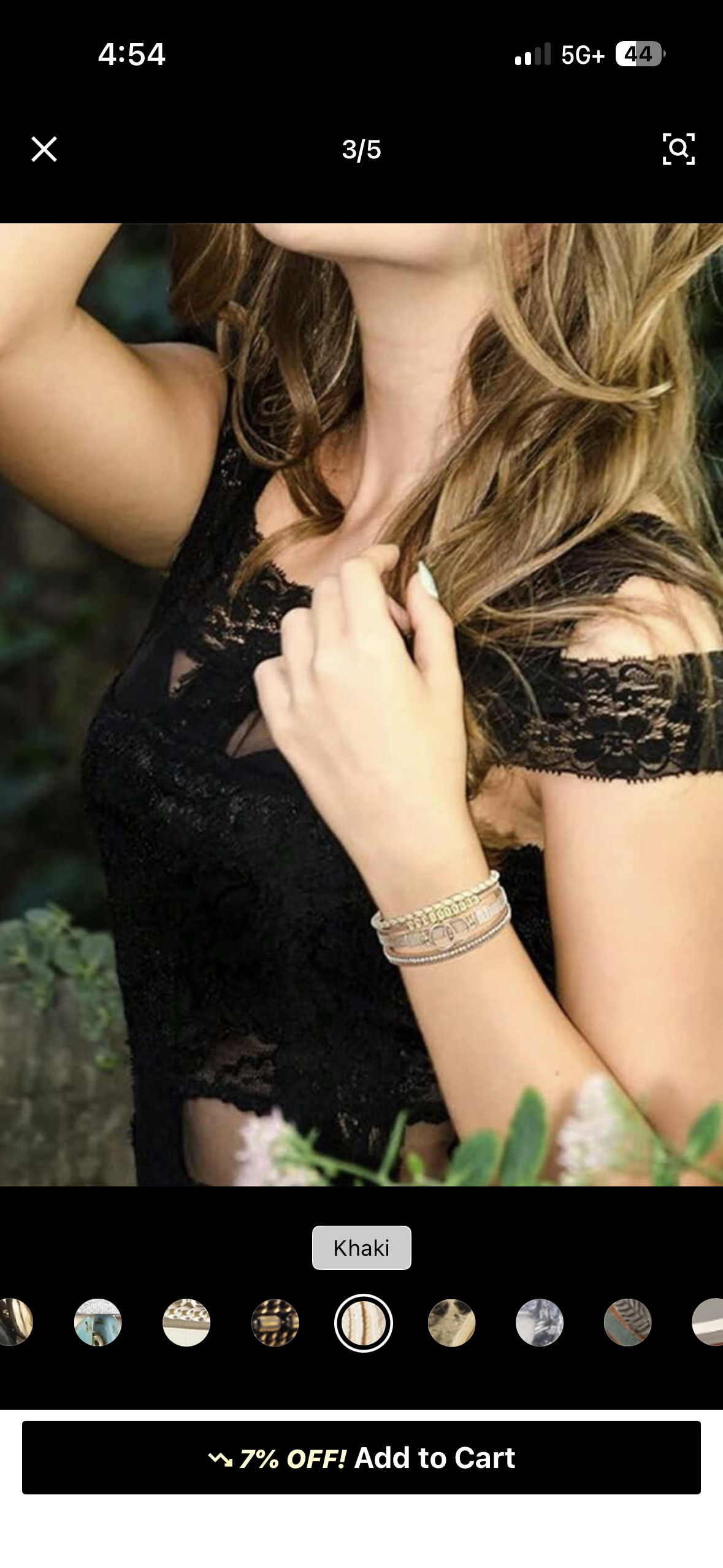 Women's Bohemian Style Bracelet, PU Leather Double Ring Steel Bead & Rhinestone Stack Design - Gold Leopard Crisscross
