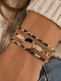 Leopard Bohemian Style Bracelet, Leather Stack Design