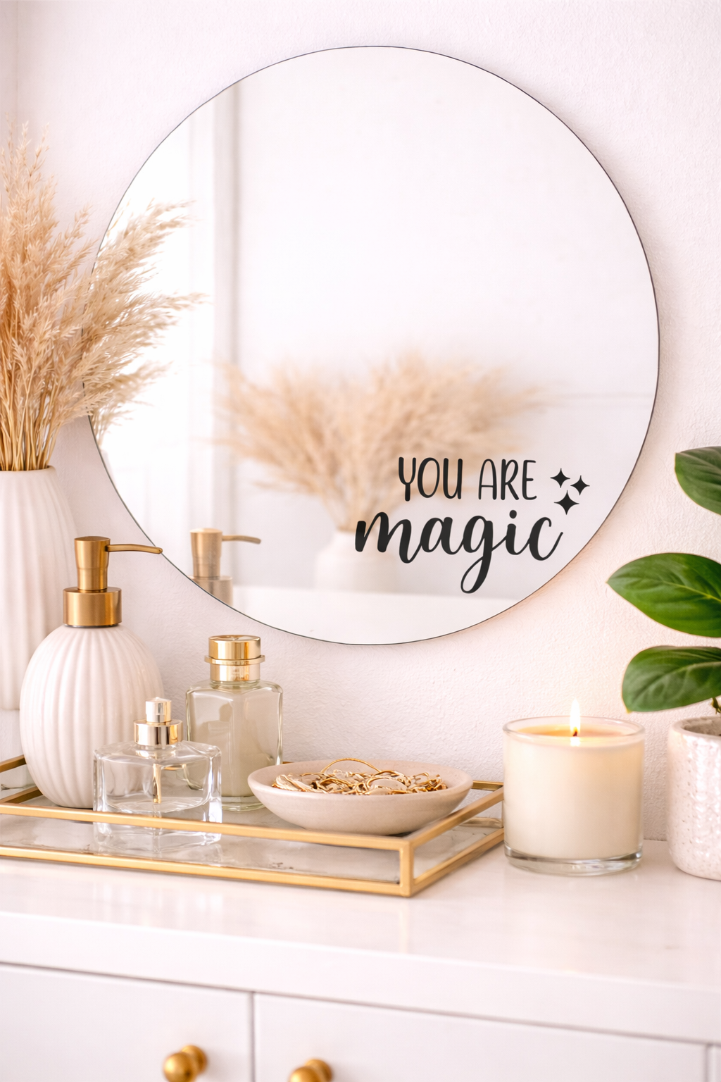 You Are Magic Mirror Decal | Inspirational Wall Decal | Self Love Quote | Bathroom Mirror Sticker | Vinyl Decal | Boho Home Decor