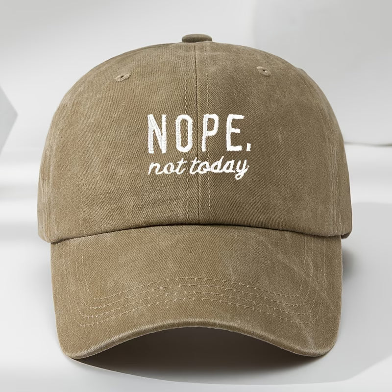 NOPE, Not Today | Women's Washed Baseball Cap | Fashionable Outdoor Retro Hat | Street Urban Style Unisex Baseball Cap | Curved Brim
