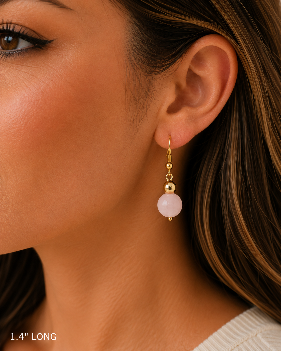 Natural Stone Round Bead Earrings