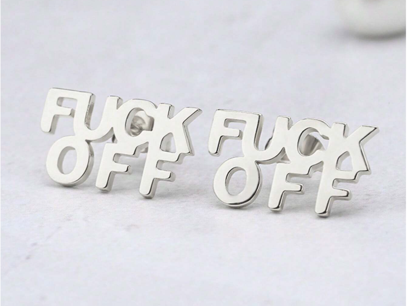 "Fuck Off" Stud Earrings