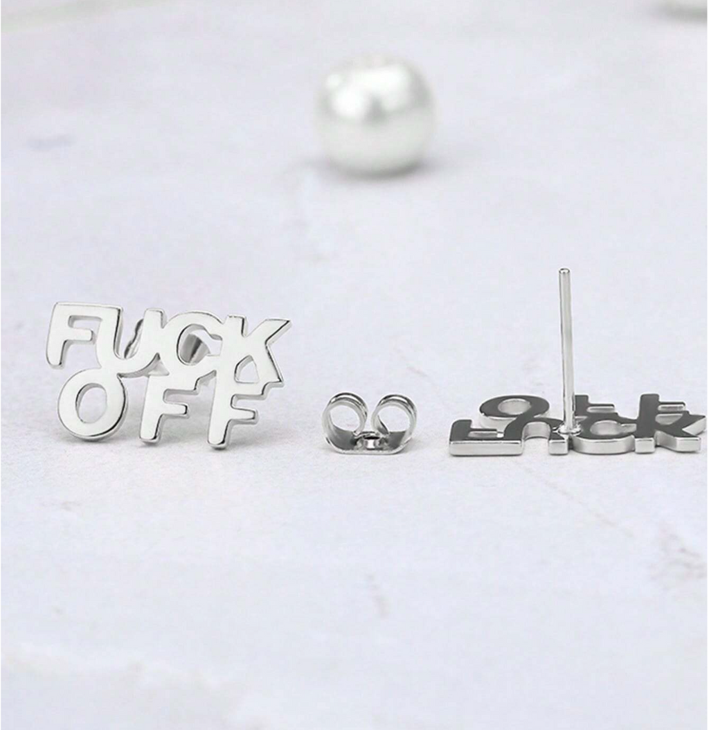 "Fuck Off" Stud Earrings