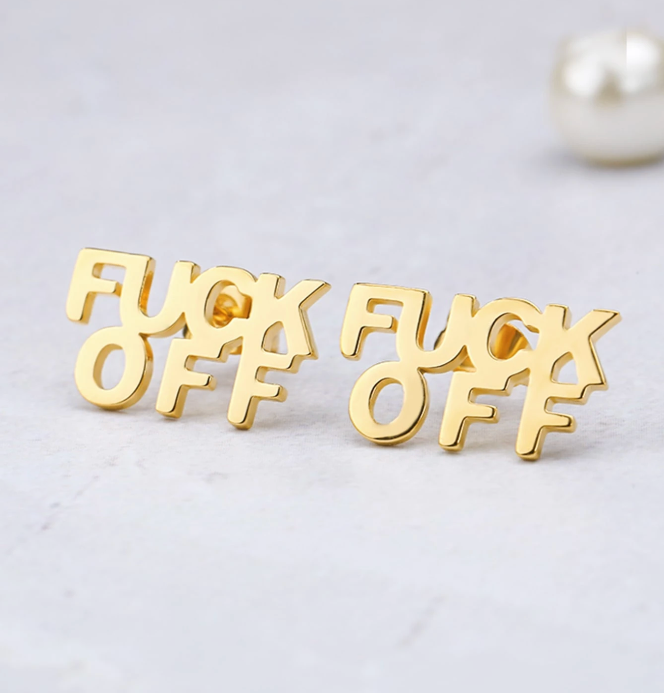 "Fuck Off" Stud Earrings