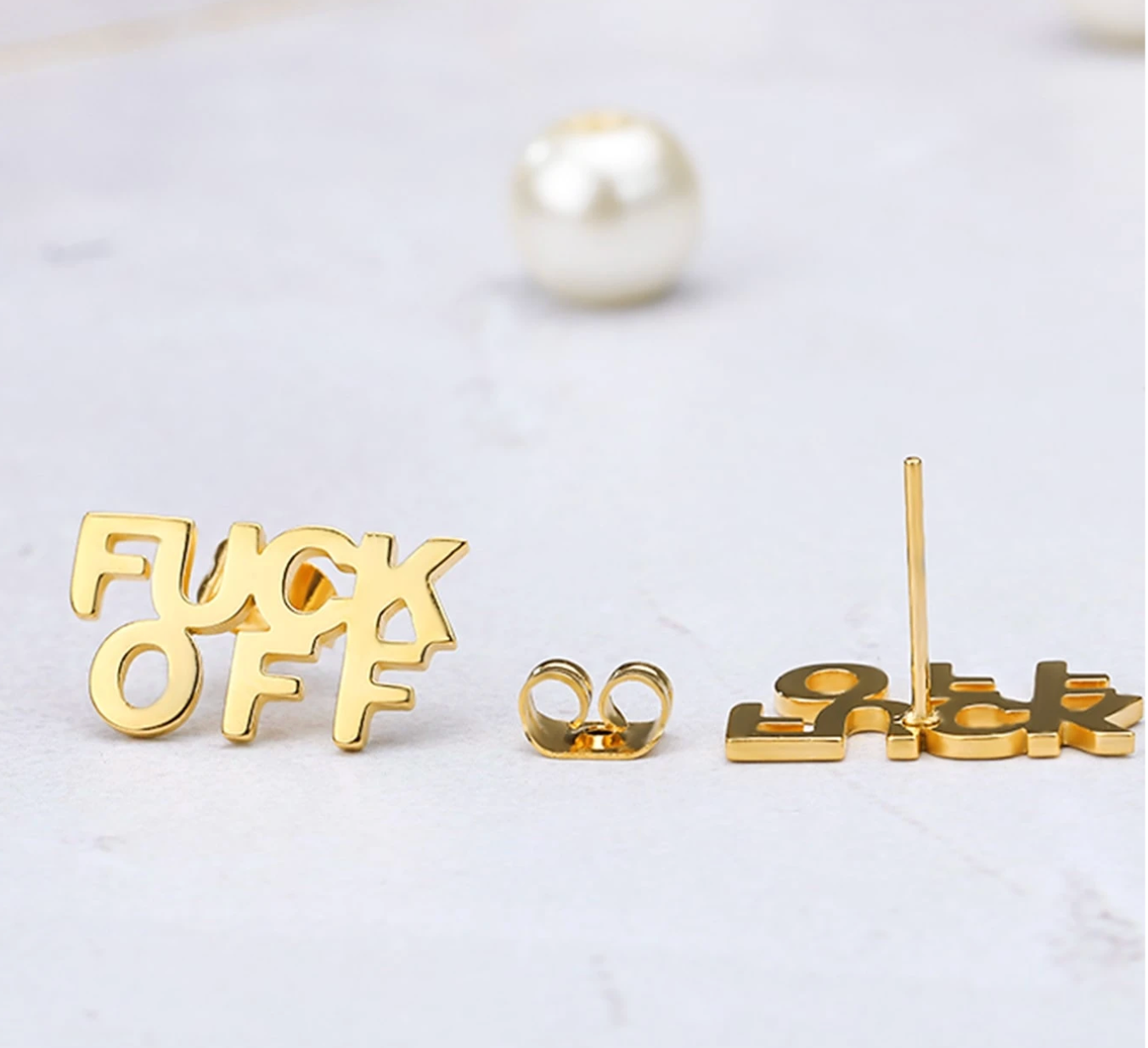 "Fuck Off" Stud Earrings