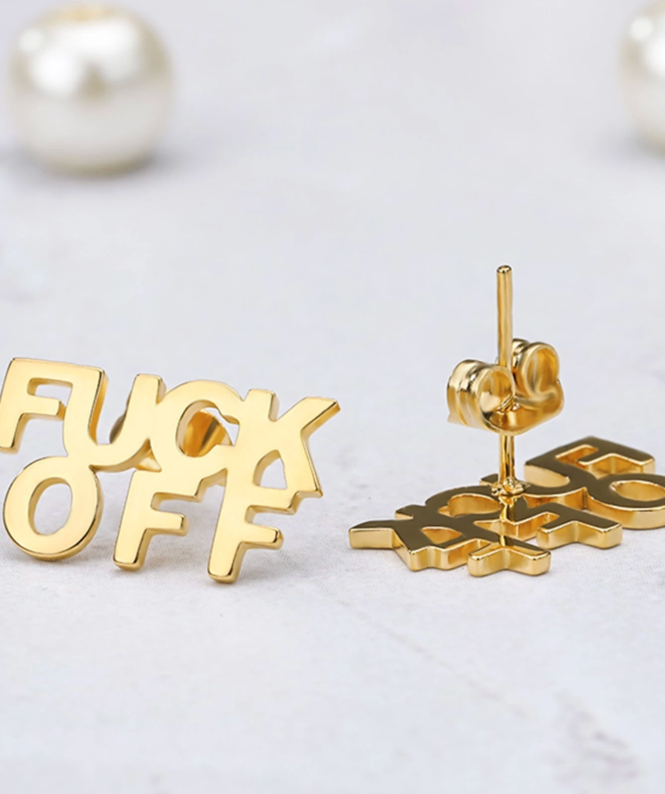"Fuck Off" Stud Earrings