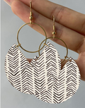 White Leaf Geometric Wooden Shaped Earrings | Boho Chic Earrings