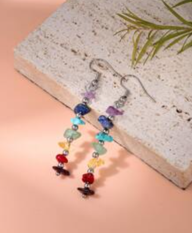 Genuine Stone Bead Drop Earrings |