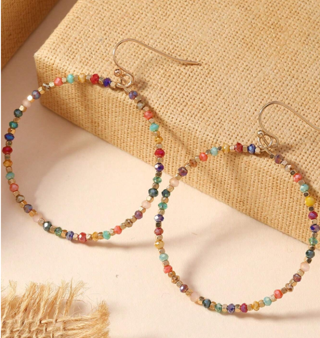 Crystal Bead Hoop Earrings | Boho Style