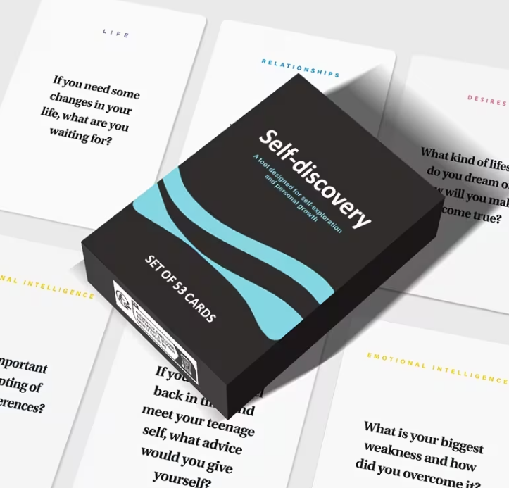 Self Discovery Cards | Personal Growth Card Deck | Mindfulness Journal Prompts | Self Reflection Questions | Therapy Gift
