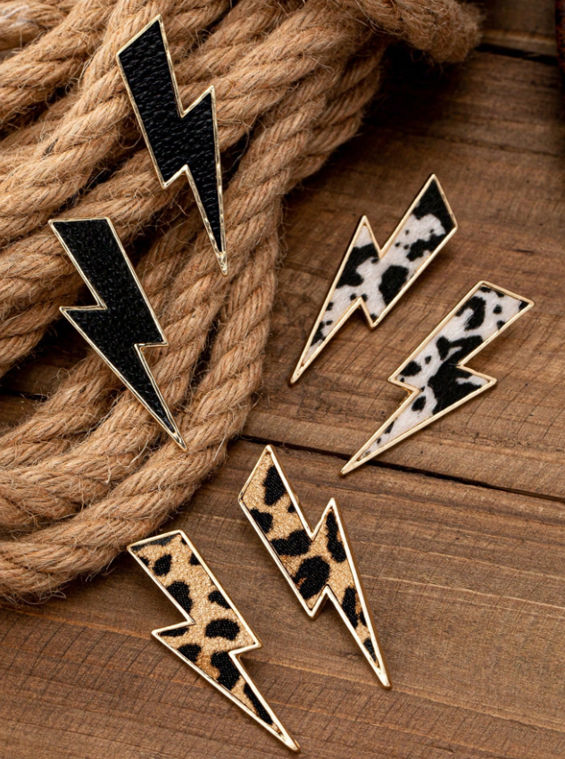Texured Lightning Bolt Earrings