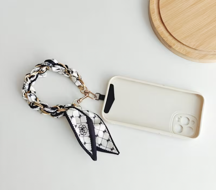 Satin Scarf Phone Wrist Strap & Bag Charm | Floral Wristlet | Purse Charm | Stylish Phone Accessory | Gift for Her