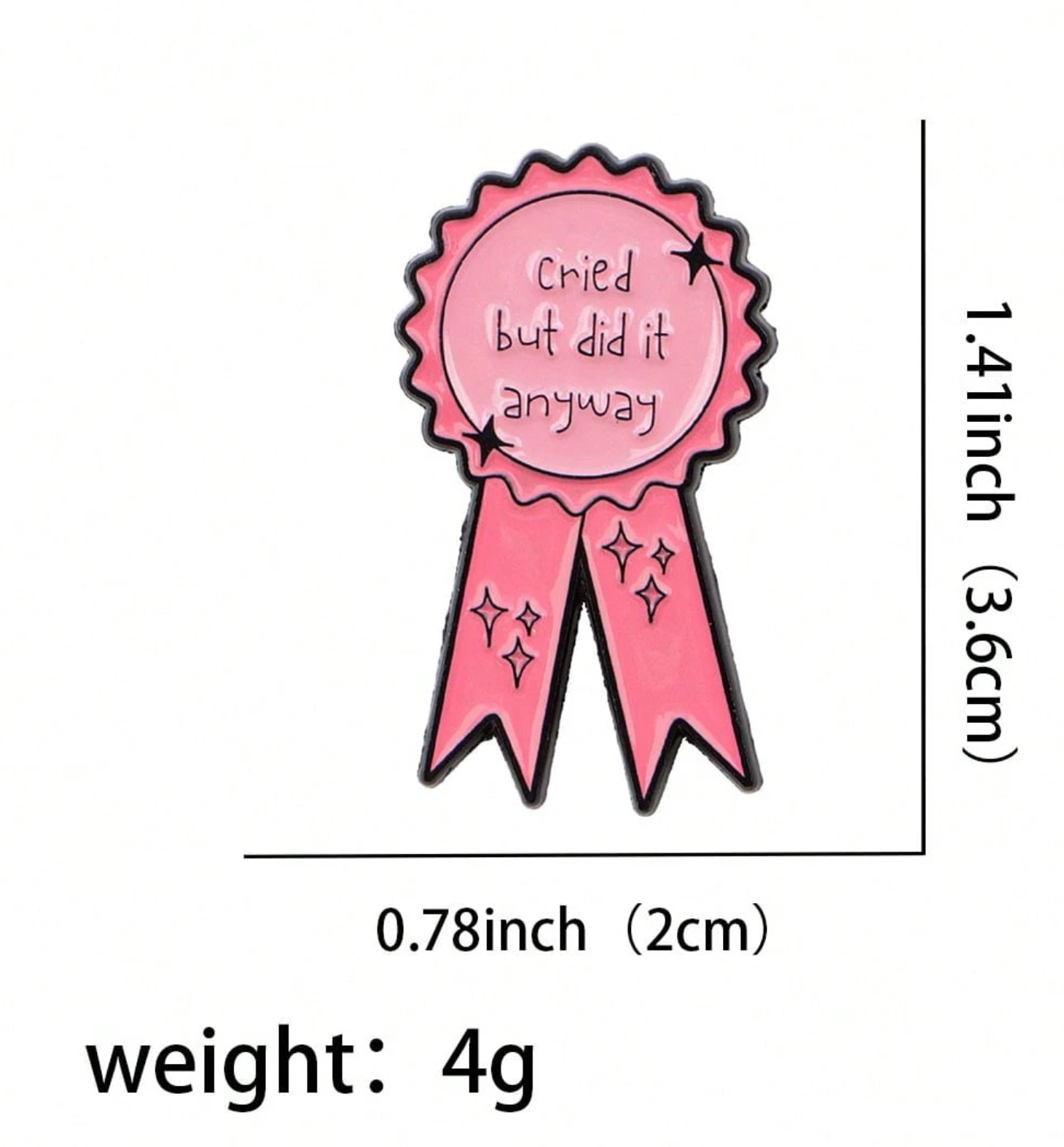 Cried But Did It Anyway Ribbon Enamel Pin | Funny Lapel Pin