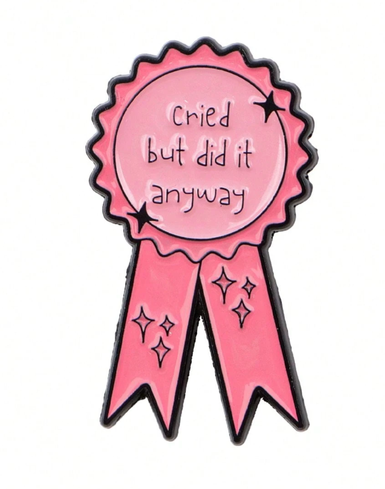 Cried But Did It Anyway Ribbon Enamel Pin | Funny Lapel Pin