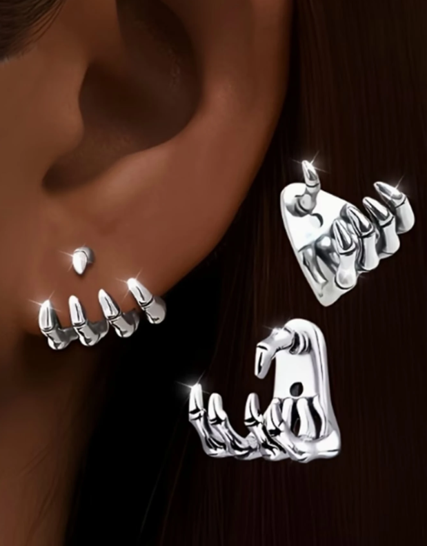 Skeleton Hand Bone Earrings | Punk Gothic Dark Unisex Earrings