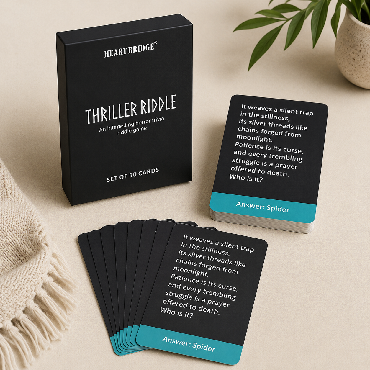 Horror Riddle Card Game | Thriller Trivia Cards | Spooky Party Game | Halloween Game | Horror Lover Gift | 50 Riddles