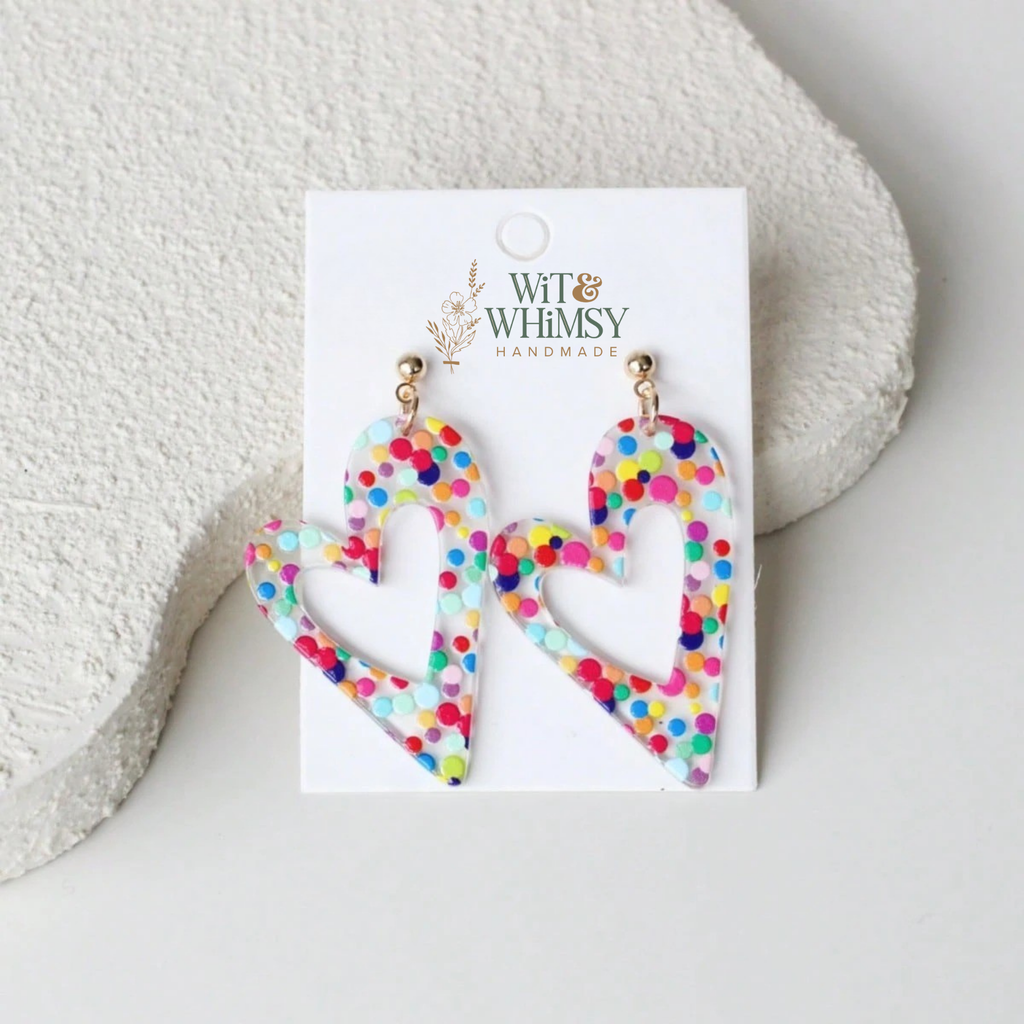 Transparent Heart Polka Dot Earrings