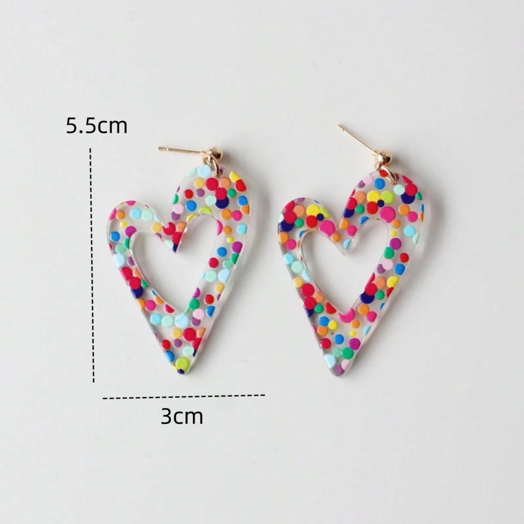 Transparent Heart Polka Dot Earrings