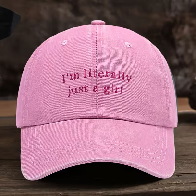 I'm Literally Just a Girl | Women's Washed Baseball Cap | Fashionable Outdoor Retro Hat | Street Urban Style Unisex Baseball Cap | Curved Brim |