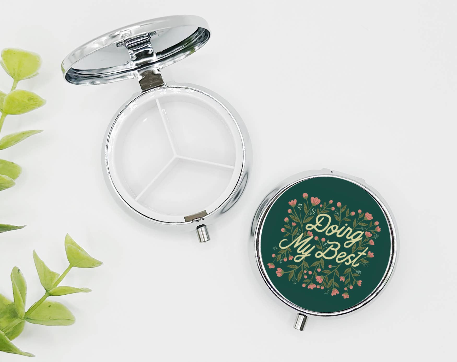 Doing My Best Pill Organizer | Floral Travel Pill Box | Cute Vitamin Case | Inspirational Medication Holder | Gift for Her | Compact Pill Case