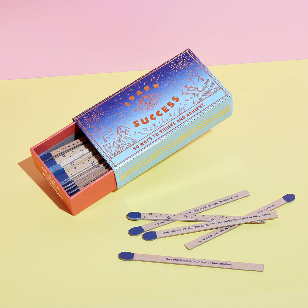 Spark Success Prompt Matchbox | 50 Motivational Goal Setting Cards | Graduation Gift | Career Inspiration | Success Mindset Gift