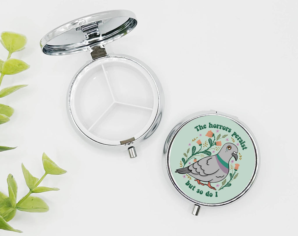 Funny Pigeon Pill Organizer | Hang In There It Gets Worse Pill Box | Travel Vitamin Case | Funny Medication Holder | Gag Gift for Her