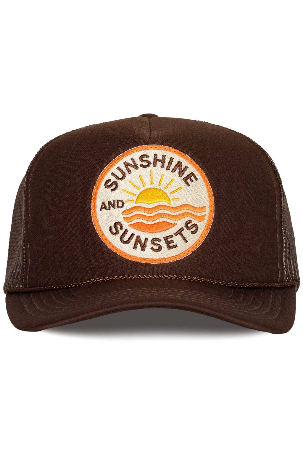 Sunshine & Sunsets Trucker Hat in Brown: Brown