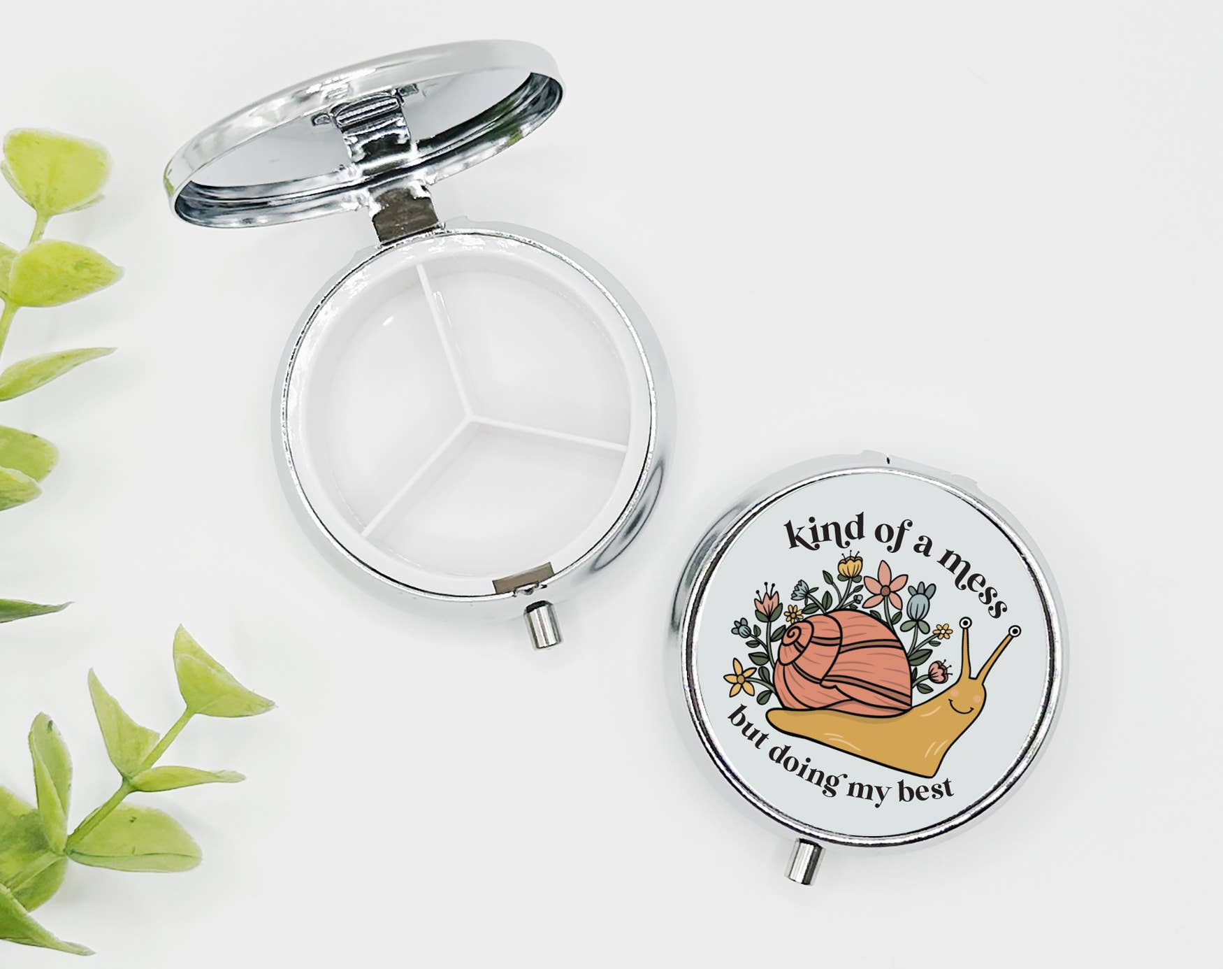 We Shell Overcome Pill Organizer | Funny Snail Pill Box | Floral Travel Pill Case | Cute Vitamin Holder | Mental Health Gift | Gift for Her