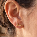 Gold Dipped Handwritten Fuck Print Earrings: Gold