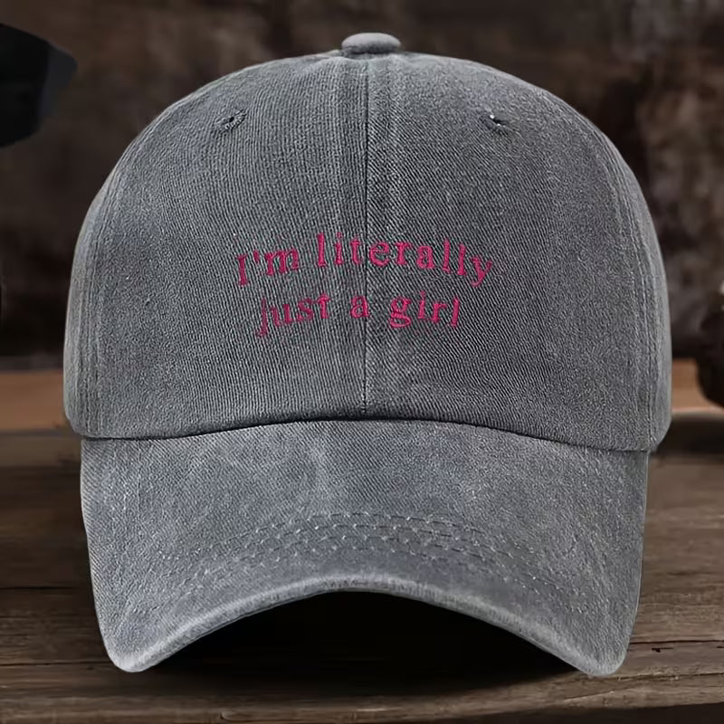I'm Literally Just a Girl | Women's Washed Baseball Cap | Fashionable Outdoor Retro Hat | Street Urban Style Unisex Baseball Cap | Curved Brim |