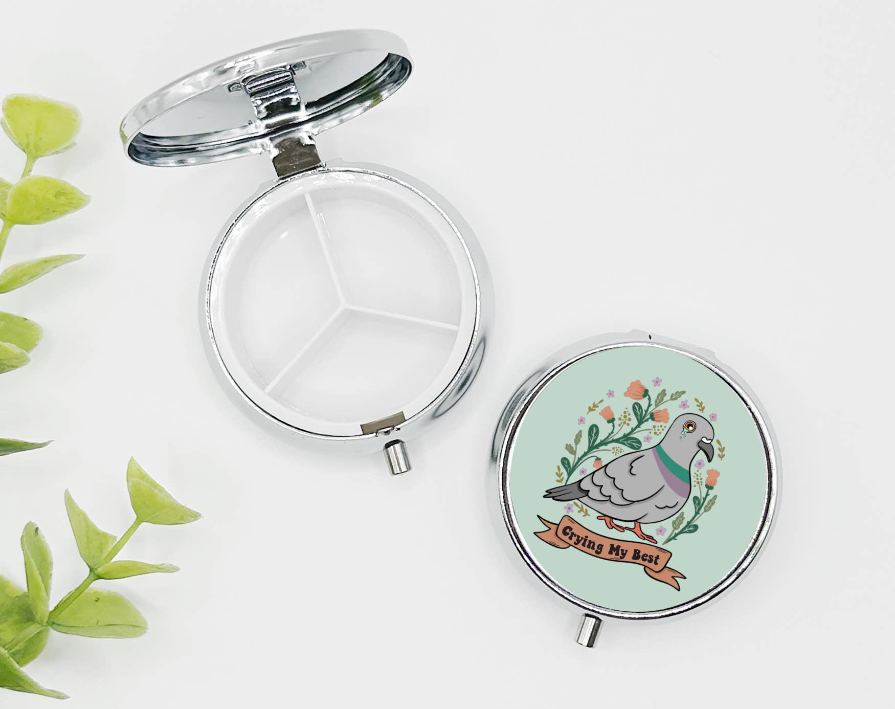 Funny Pigeon Pill Organizer | Hang In There It Gets Worse Pill Box | Travel Vitamin Case | Funny Medication Holder | Gag Gift for Her