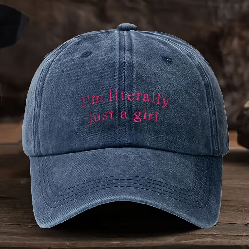I'm Literally Just a Girl | Women's Washed Baseball Cap | Fashionable Outdoor Retro Hat | Street Urban Style Unisex Baseball Cap | Curved Brim |