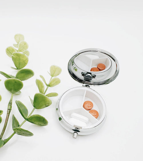 Anxious But Awesome Pill Organizer | Floral Travel Pill Box | Cute Vitamin Case | Mental Health Gift | Medication Holder | Gift for Her