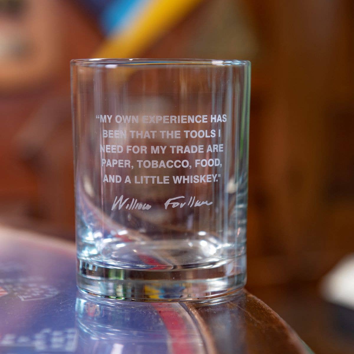 William Faulkner Quote Glass