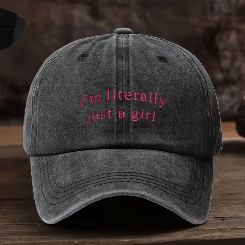 I'm Literally Just a Girl | Women's Washed Baseball Cap | Fashionable Outdoor Retro Hat | Street Urban Style Unisex Baseball Cap | Curved Brim |