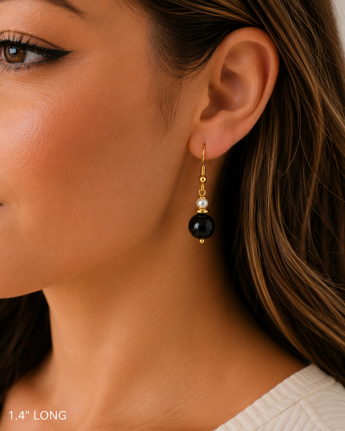Natural Stone Round Bead Earrings
