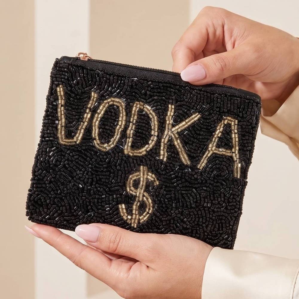 Vodka Money Seed Beaded Coin Purse: MULTI