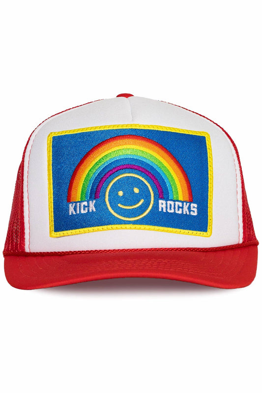 Kick Rocks Trucker Hat in Red Split: Red Split