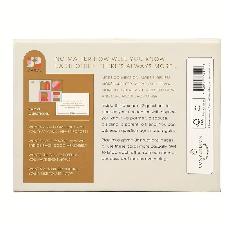 Tell Me More is a conversation card game
