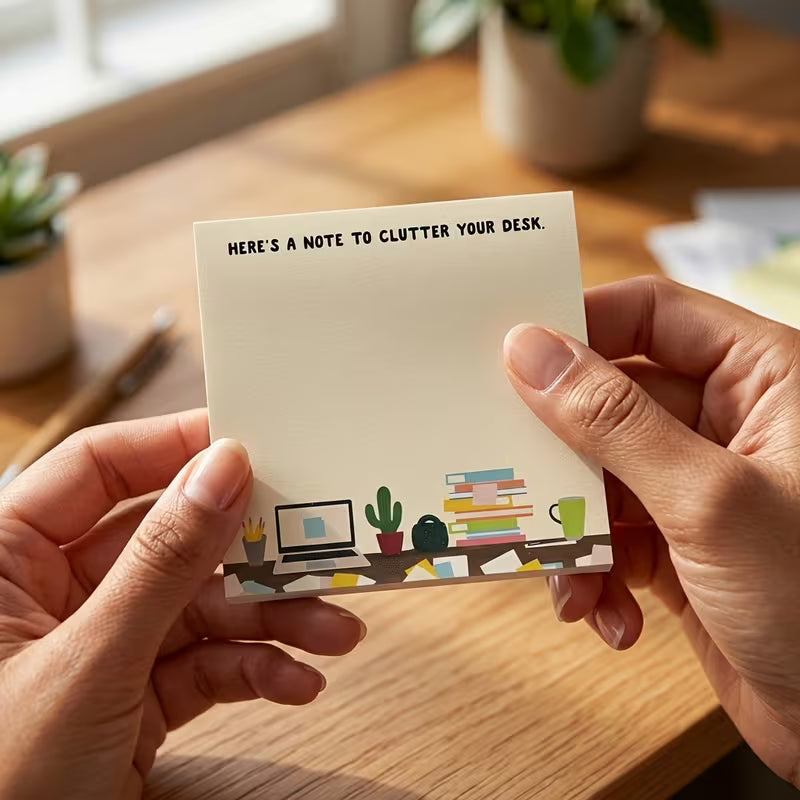 "Here's A Note To Clutter Your Desk" | Funny Sticky Notes | Cute 3x3 Notepad | Sarcastic Office Supplies | Coworker Gift | Work Humor Sticky Notes | Desk Accessories