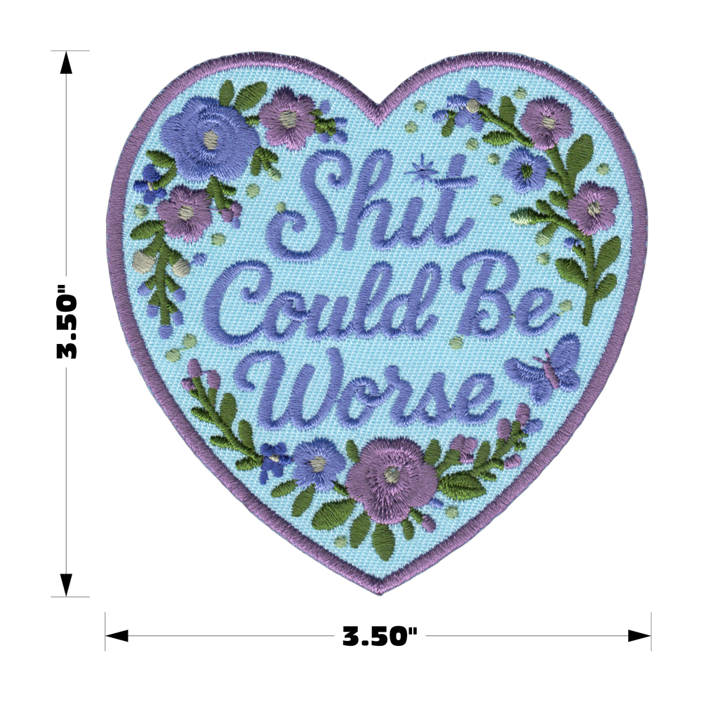 Patch - "Shit Could Be Worse"  Floral Heart Funny Sarcastic: Black & Red