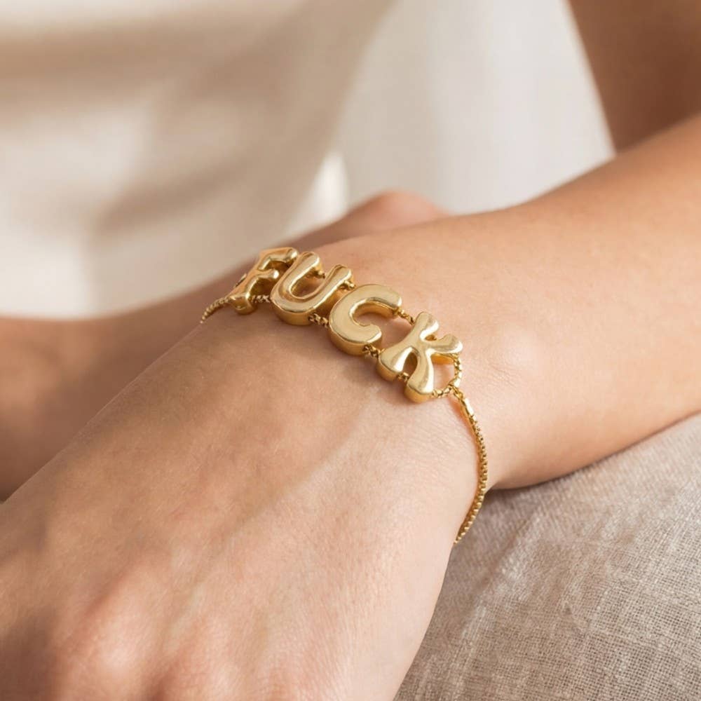 Bubble Letter Adjustable Bracelet: GD