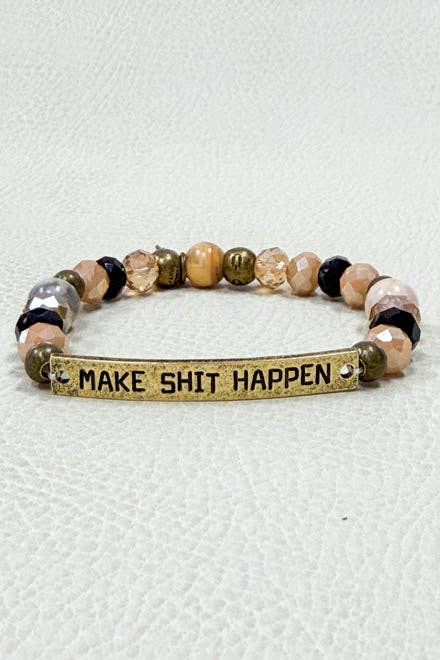 Do Epic Shit Bracelet, Funny Motivational Gift for Her, Blush Beaded Bracelet, Sassy Jewelry, Gold Tone Bracelet, Badass Gift